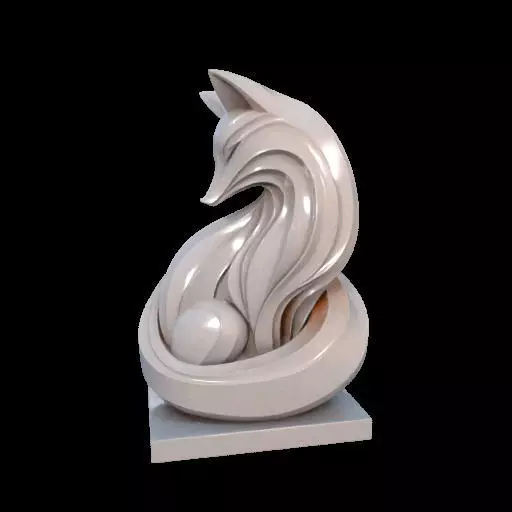 Flowfox Abstract Fox Sculpture 3D print model_1