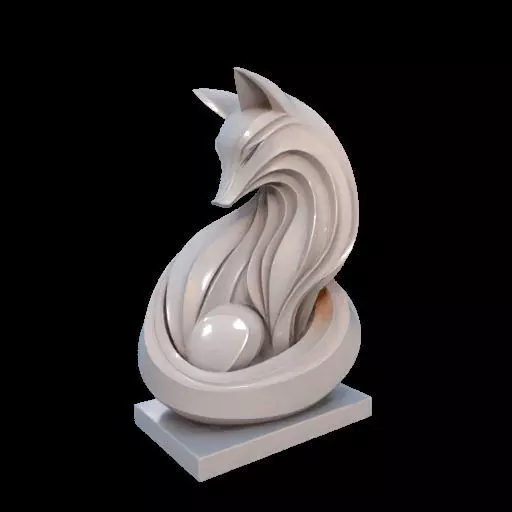 Flowfox Abstract Fox Sculpture 3D print model_23