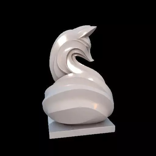 Flowfox Abstract Fox Sculpture 3D print model_8
