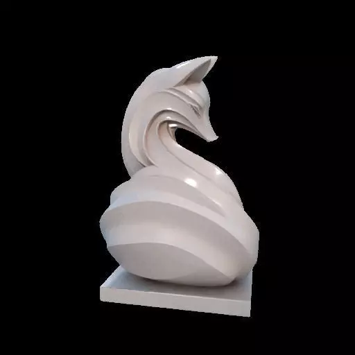 Flowfox Abstract Fox Sculpture 3D print model_6