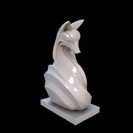 Flowfox Abstract Fox Sculpture 3D print model_3