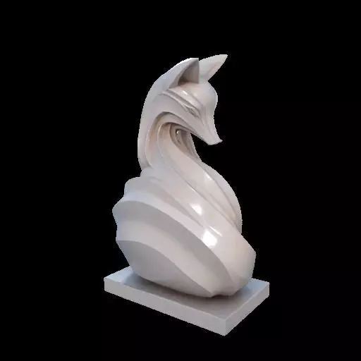 Flowfox Abstract Fox Sculpture 3D print model_4