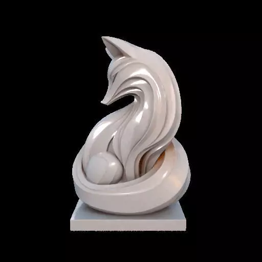 Flowfox Abstract Fox Sculpture 3D print model_0