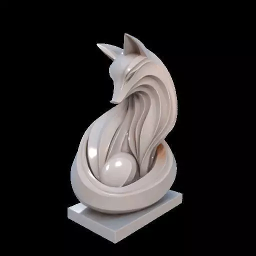 Flowfox Abstract Fox Sculpture 3D print model_24