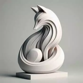 Flowfox Abstract Fox Sculpture 3D print model_30