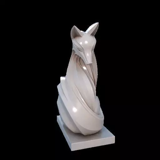 Flowfox Abstract Fox Sculpture 3D print model_29