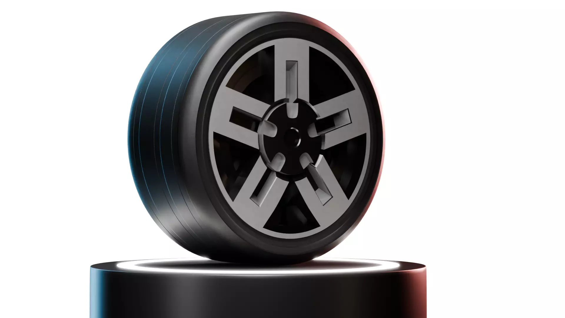 Sci-Fi Car wheel 3d model optimized low poly Low-poly 3D model