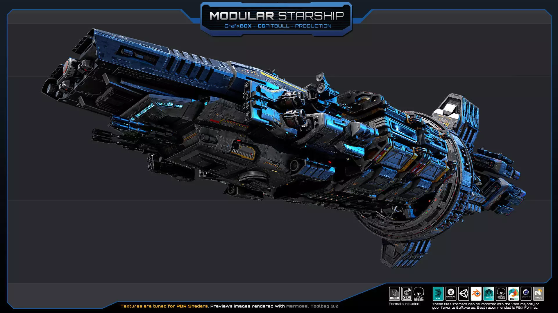 MODULAR - Starship  Low-poly 3D model_9