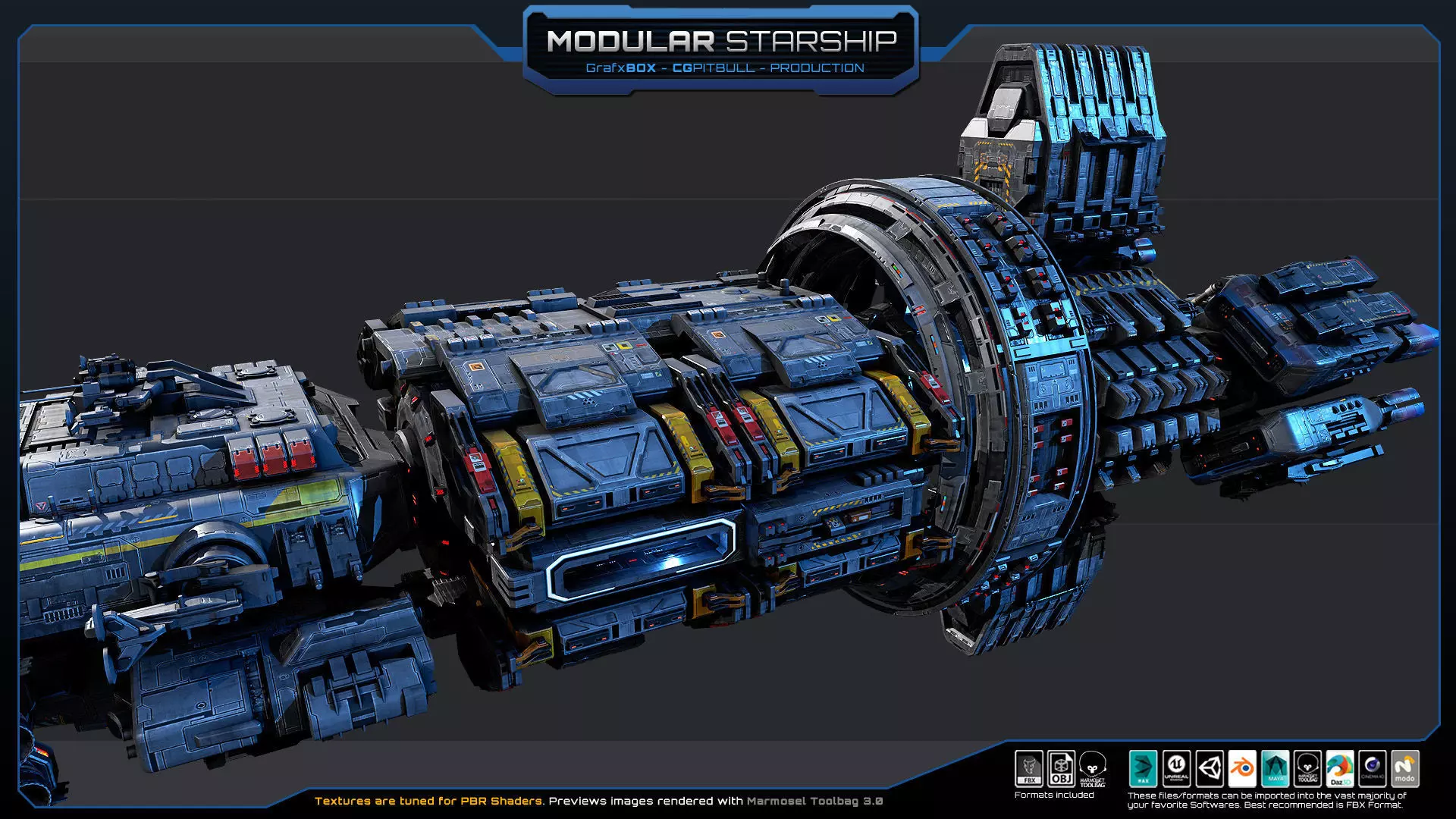 MODULAR - Starship  Low-poly 3D model_8