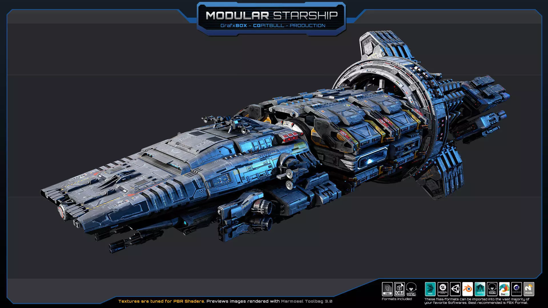 MODULAR - Starship  Low-poly 3D model_12