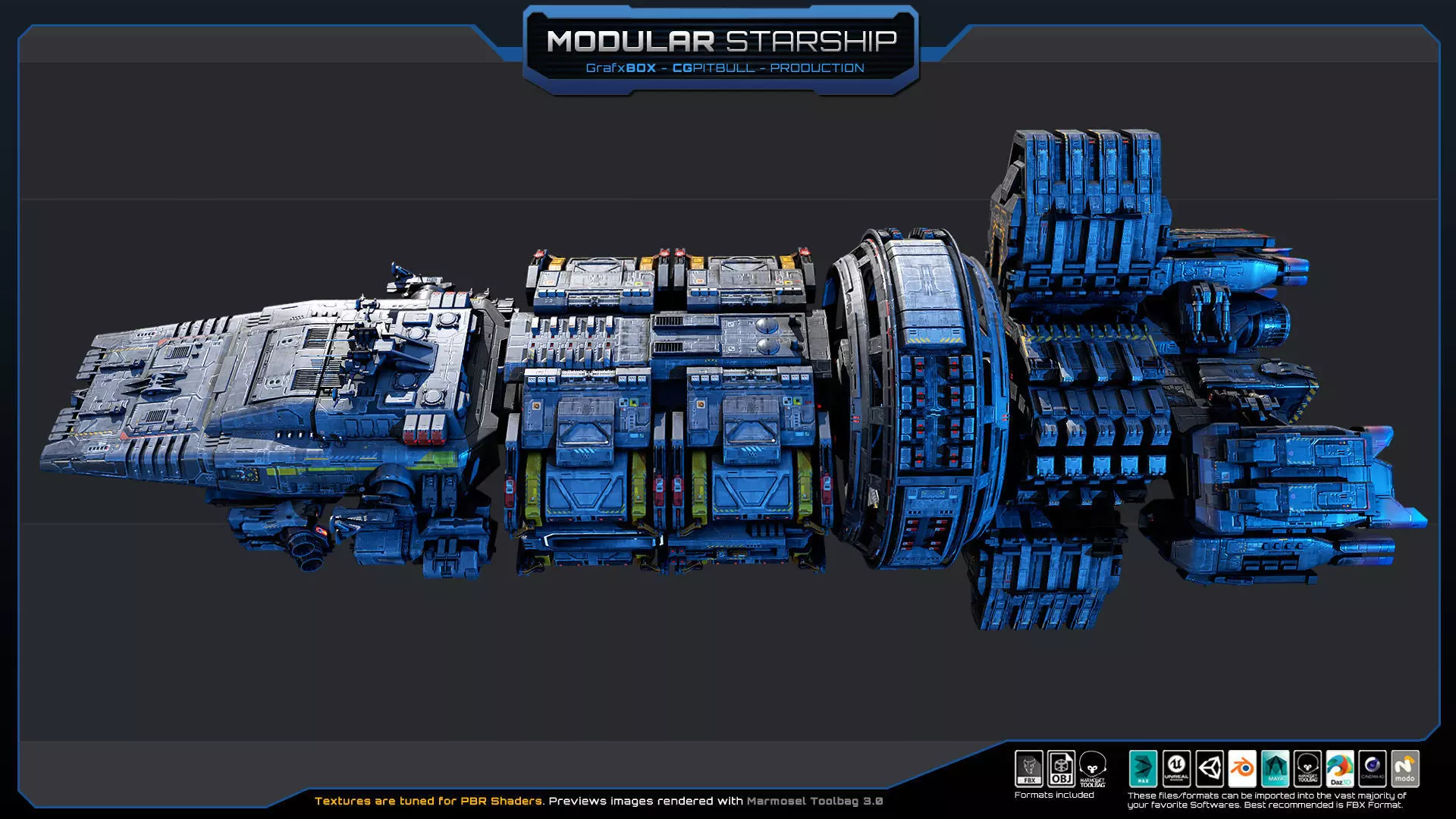 MODULAR - Starship  Low-poly 3D model_10