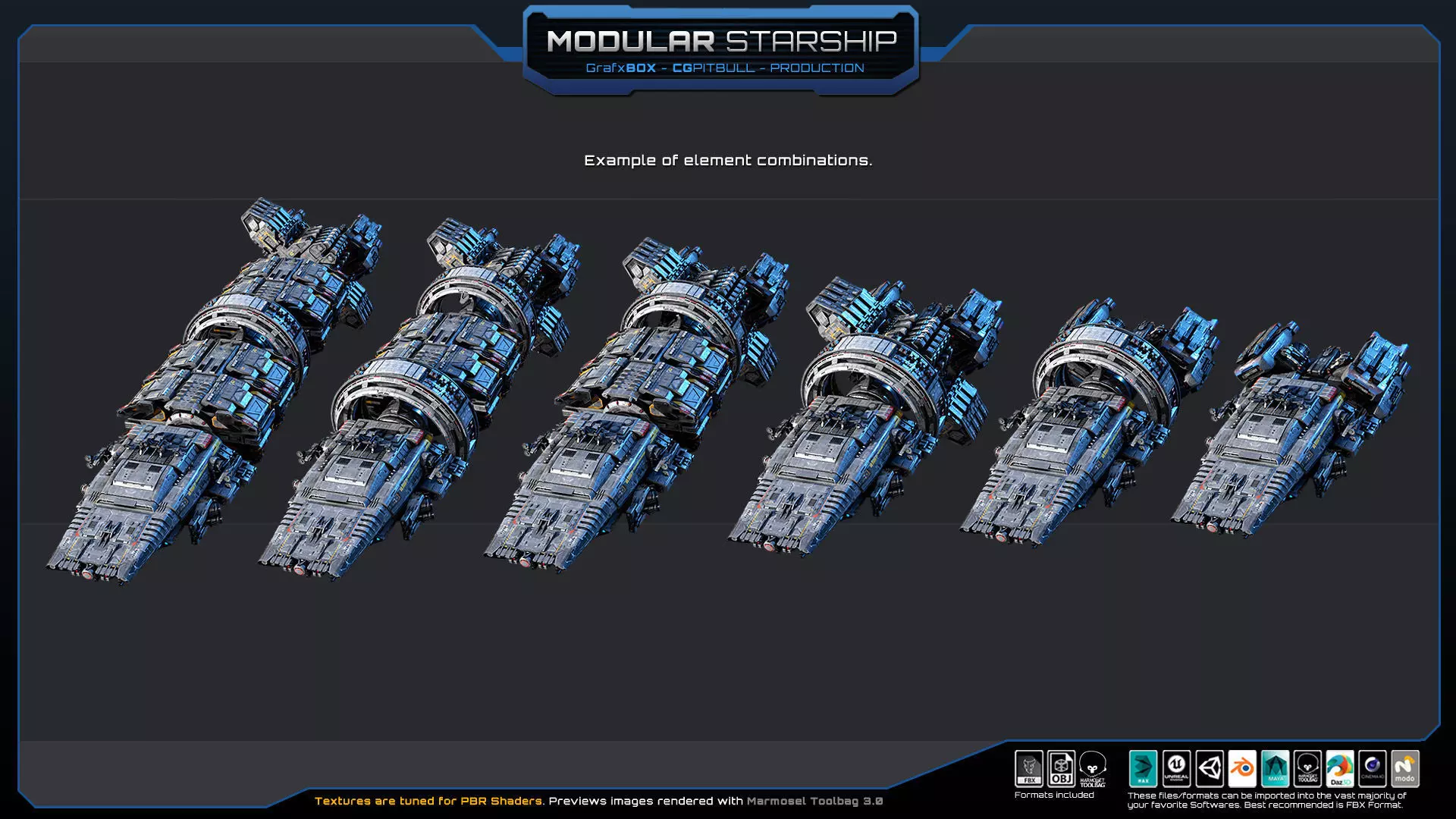 MODULAR - Starship  Low-poly 3D model_4