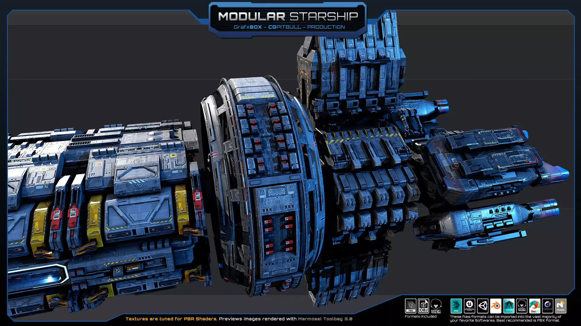 MODULAR - Starship  Low-poly 3D model_13