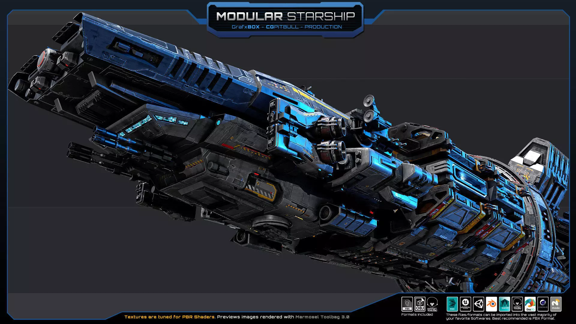 MODULAR - Starship  Low-poly 3D model_3