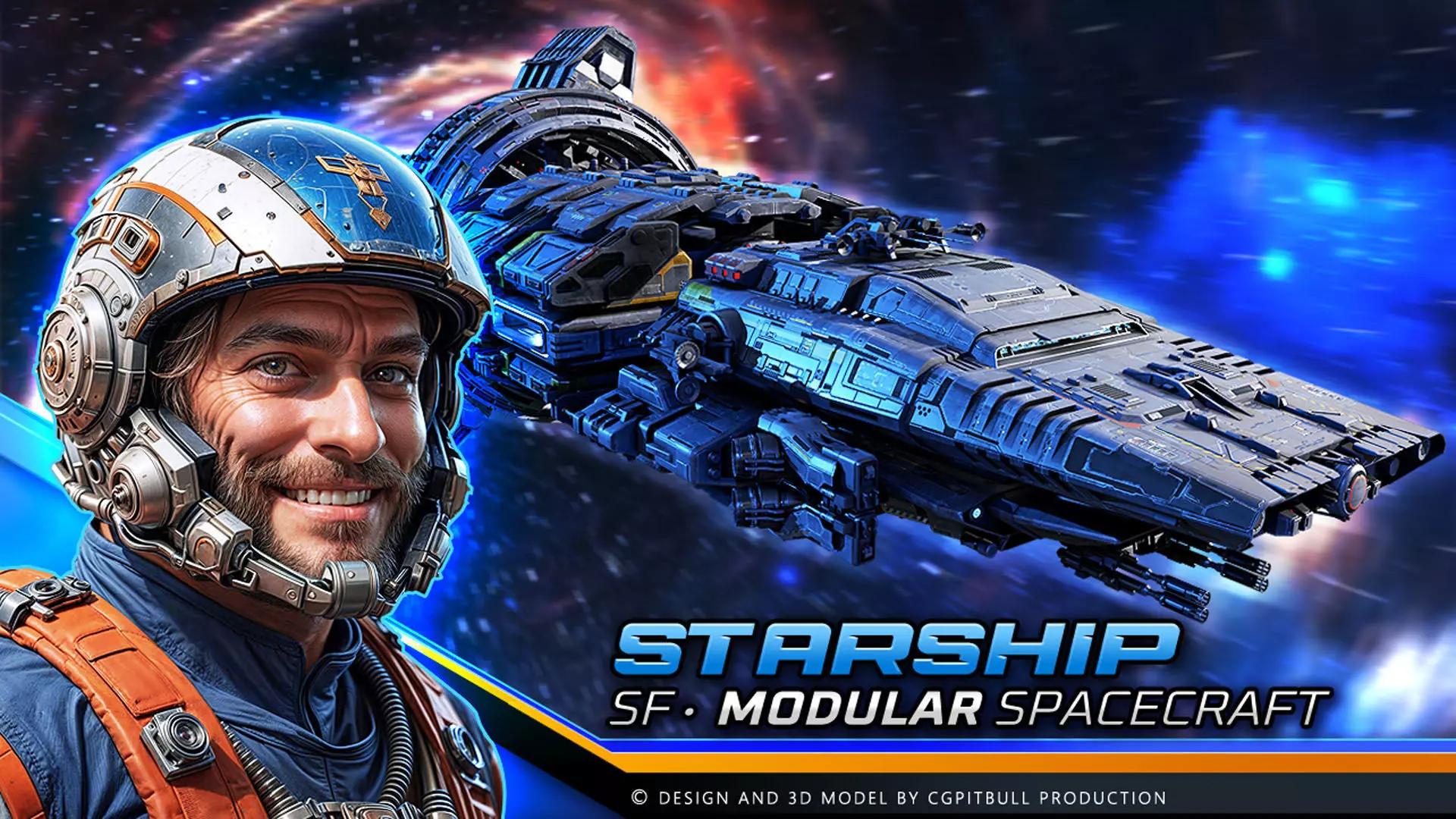 MODULAR - Starship  Low-poly 3D model_0