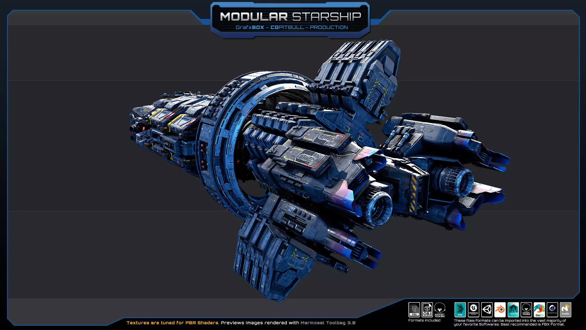 MODULAR - Starship  Low-poly 3D model_6