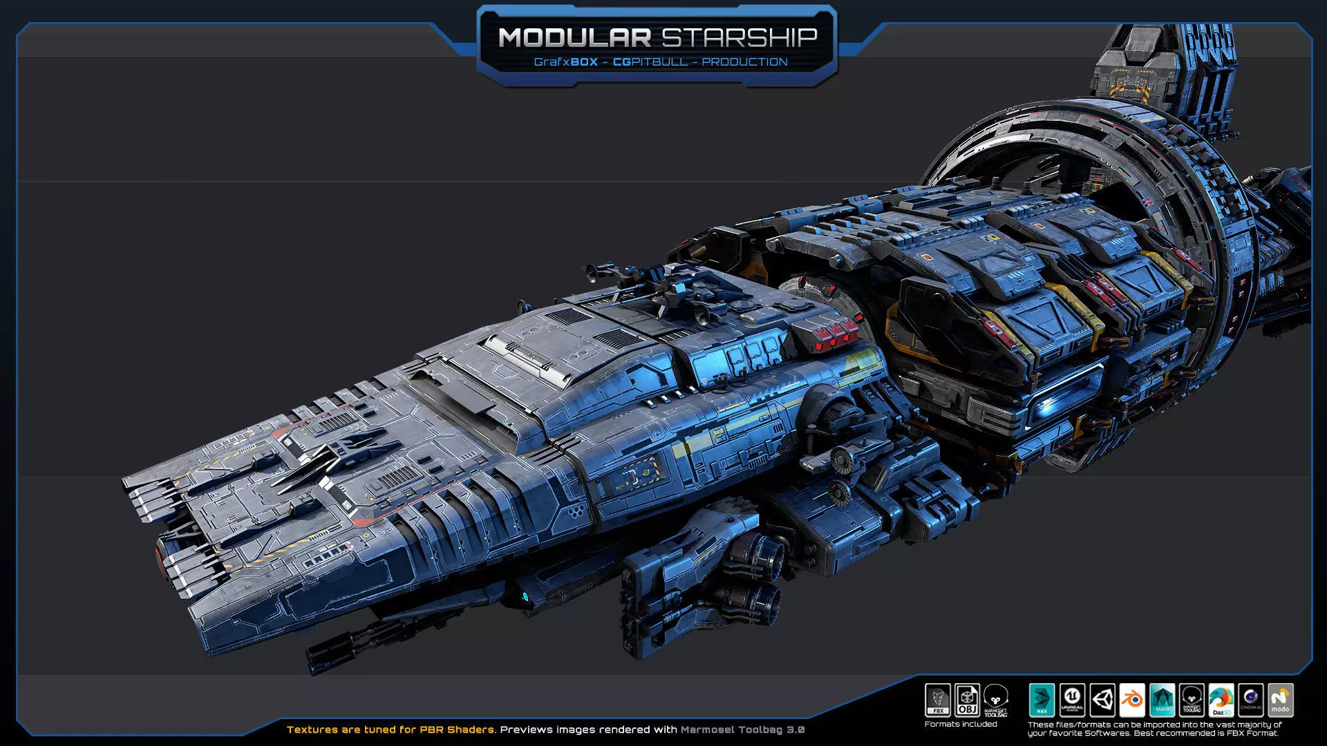 MODULAR - Starship  Low-poly 3D model_7