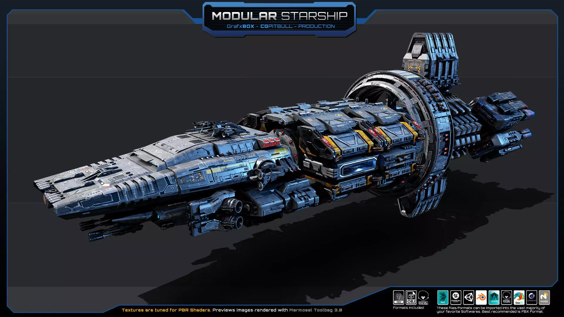 MODULAR - Starship  Low-poly 3D model_2