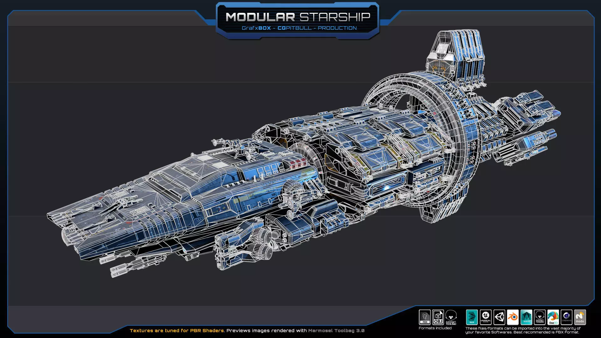 MODULAR - Starship  Low-poly 3D model_14