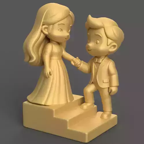 Adorable Wedding Couple STL 3D Model