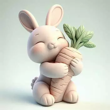 Carrot Cuddles Cute Bunny Hugging Carrot 3D print model