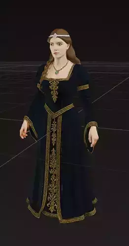 Medieval Noblewoman 3D Model Full Body OBJ STL GLB 3D model