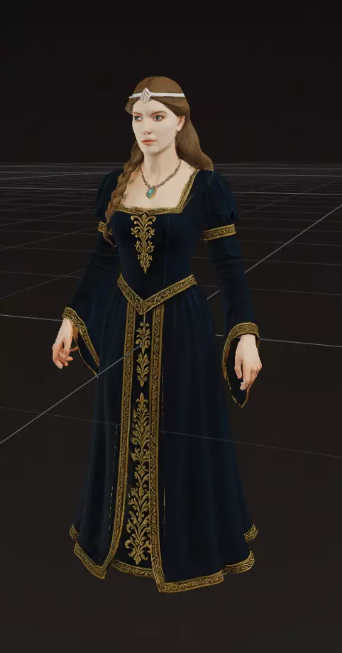 Medieval Noblewoman 3D Model Full Body OBJ STL GLB 3D model_0
