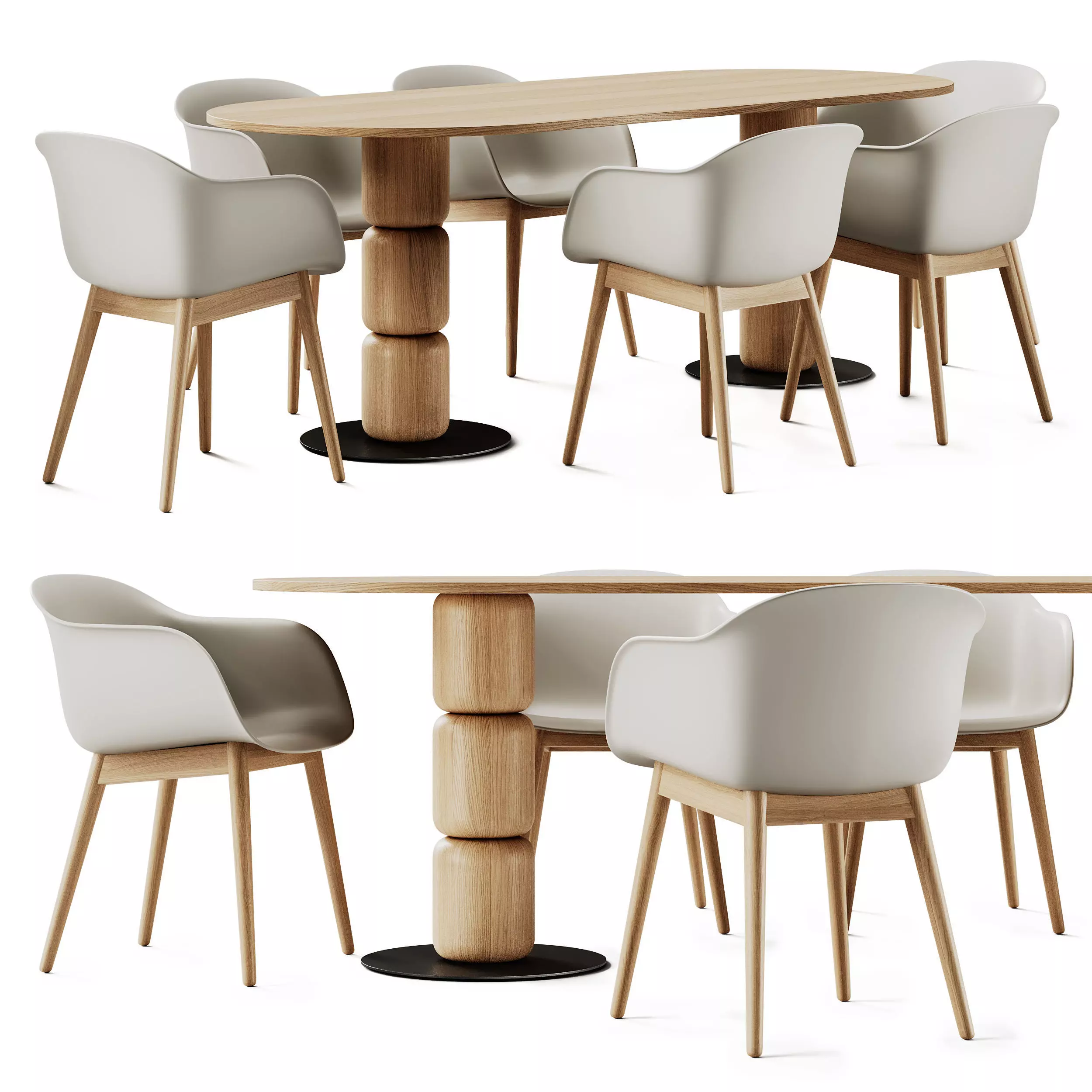 Artu Beads Table and Muuto Fiber Chair 3D model