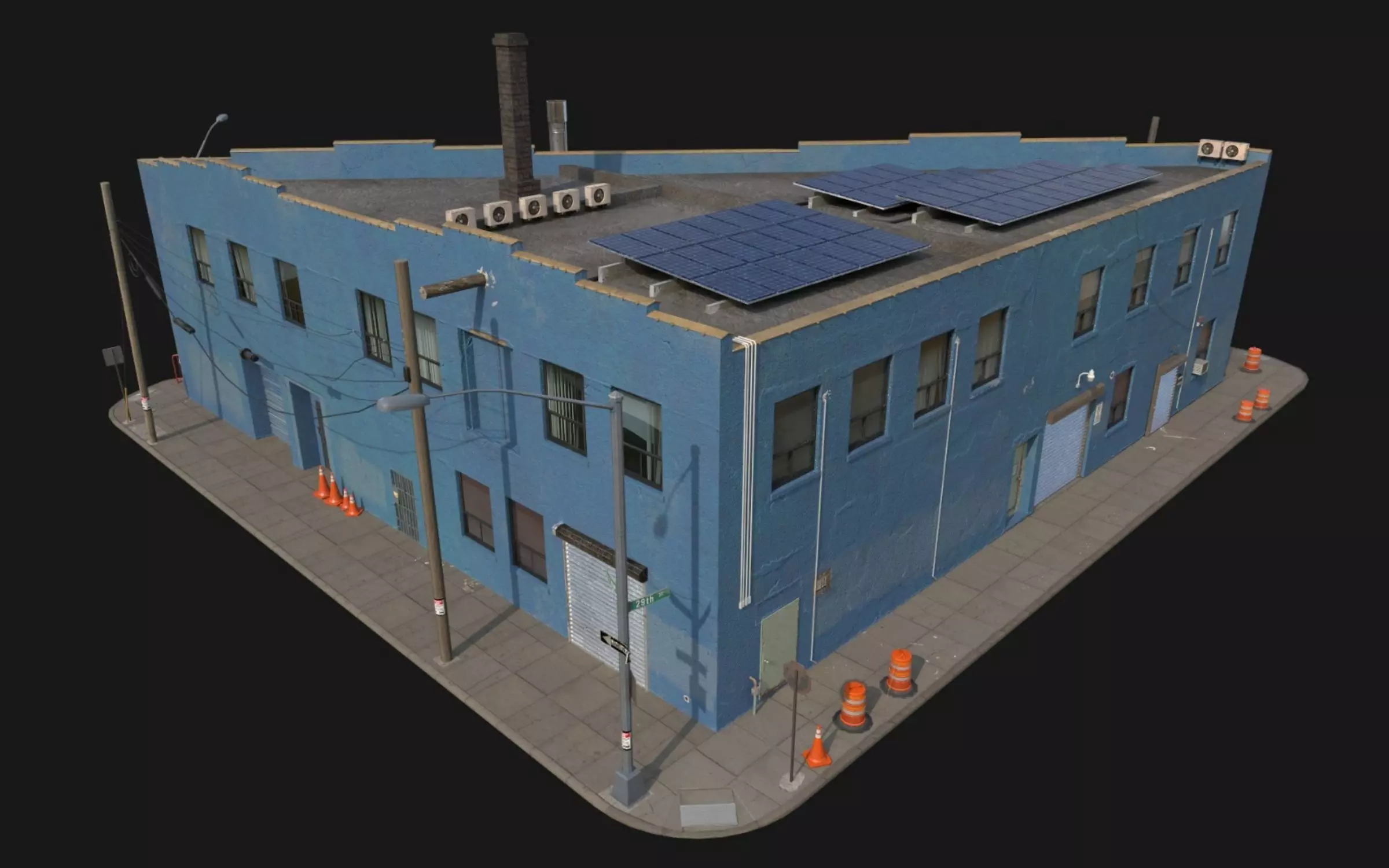 Urban New York Building Low-poly 3D model_0