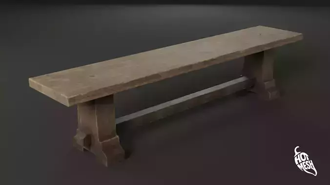 LOW POLY MEDIEVAL BENCH