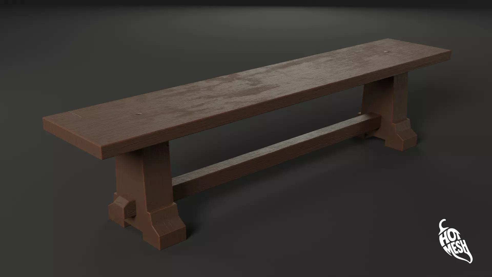 LOW POLY MEDIEVAL BENCH Low-poly 3D model_2