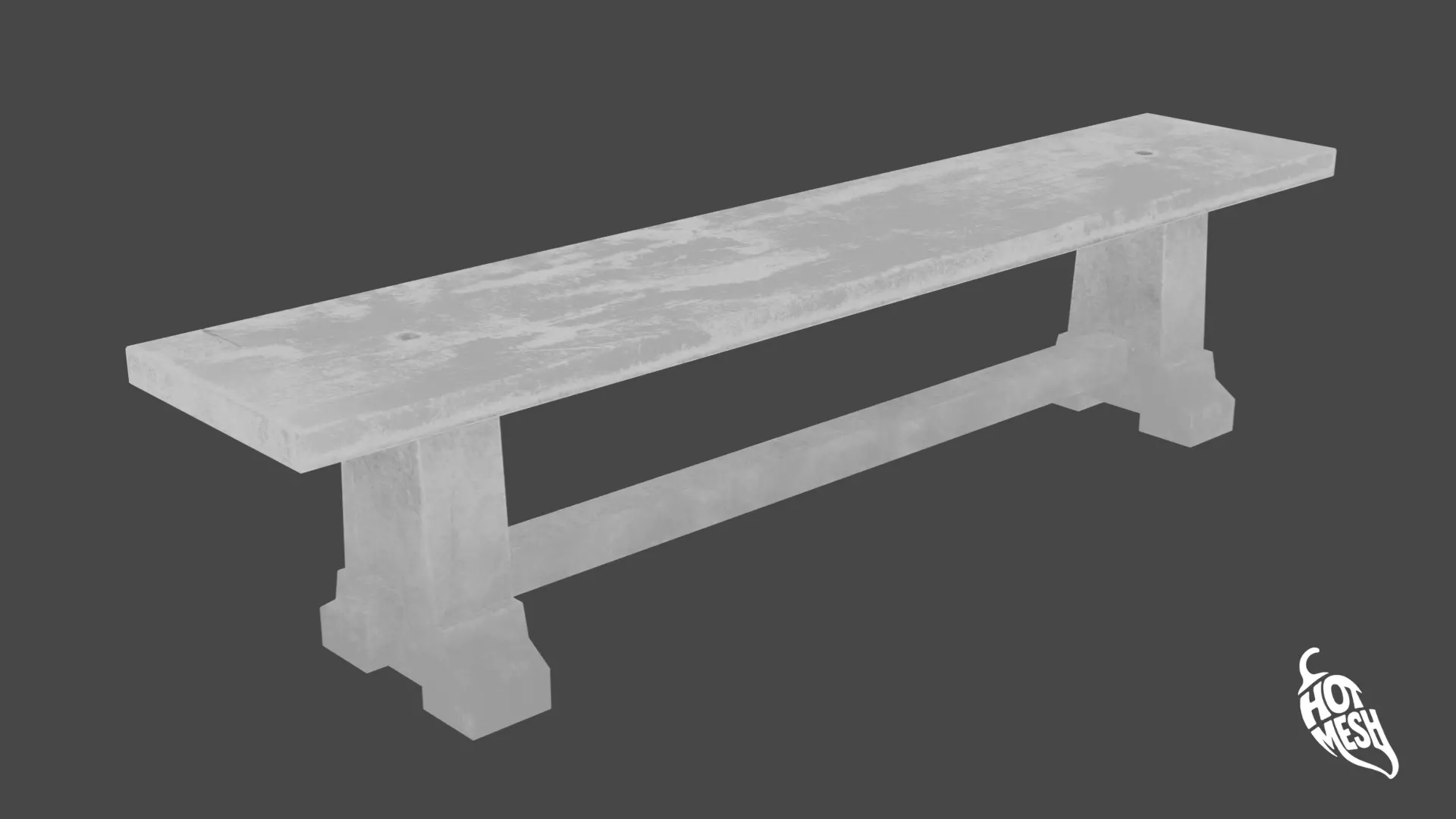 LOW POLY MEDIEVAL BENCH Low-poly 3D model_6