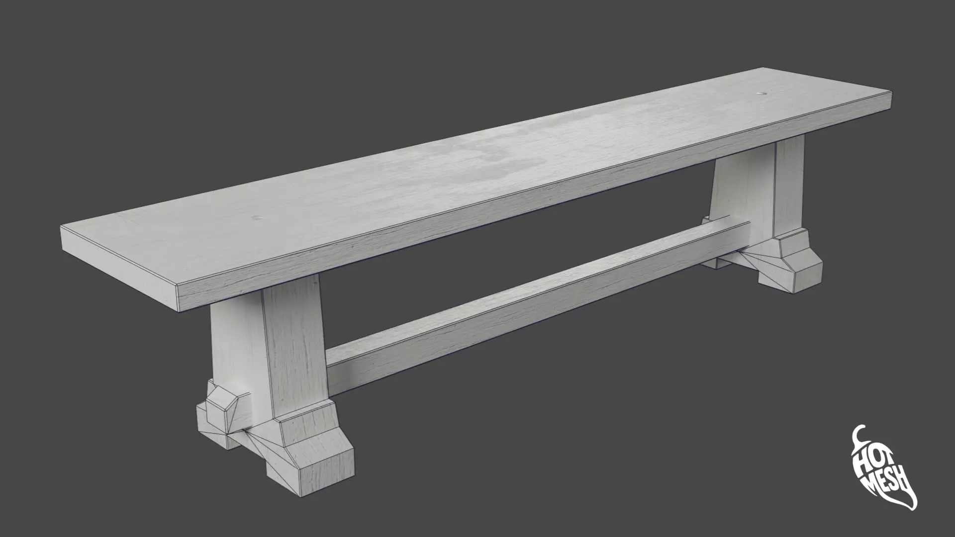 LOW POLY MEDIEVAL BENCH Low-poly 3D model_3