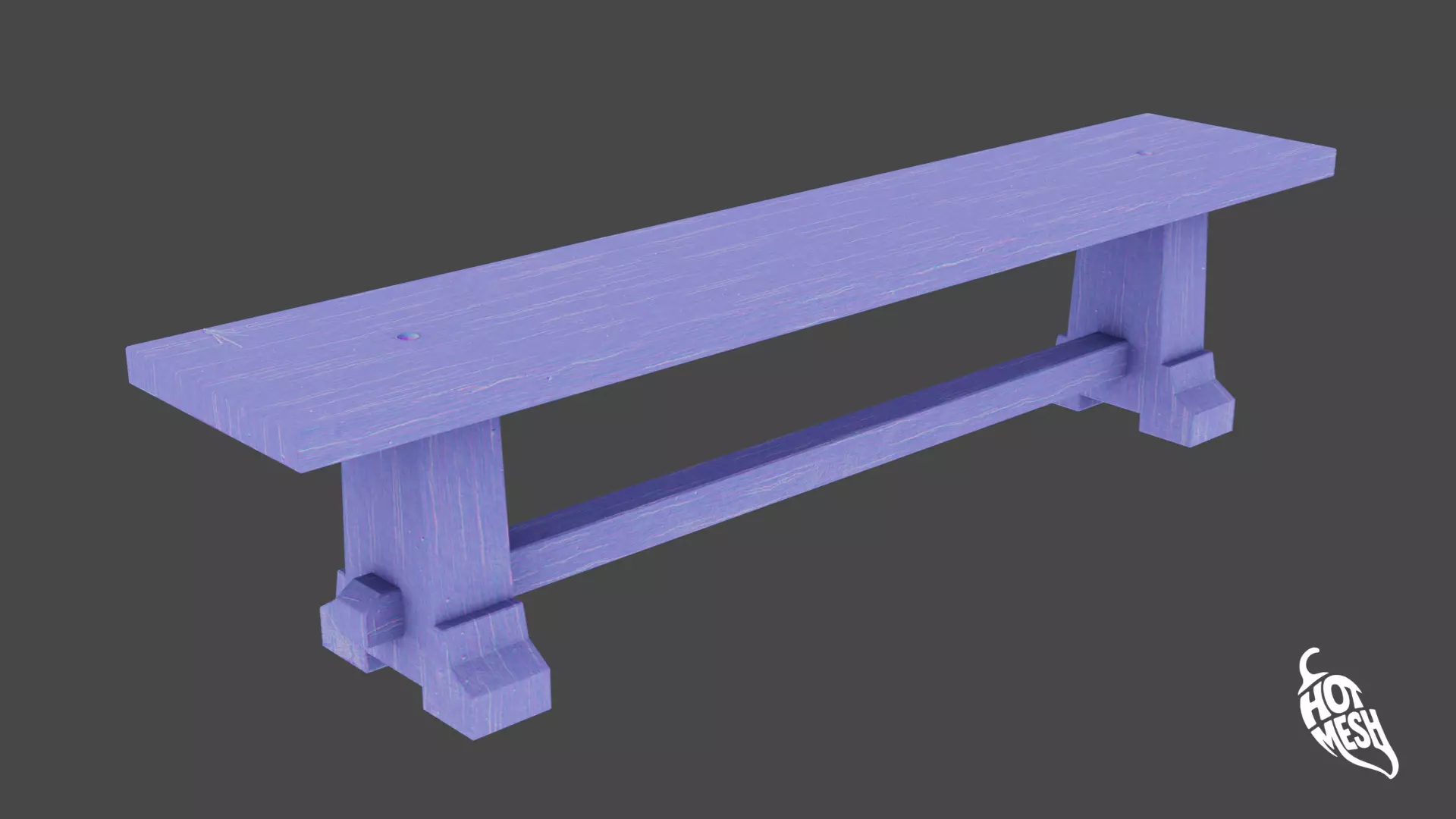 LOW POLY MEDIEVAL BENCH Low-poly 3D model_4