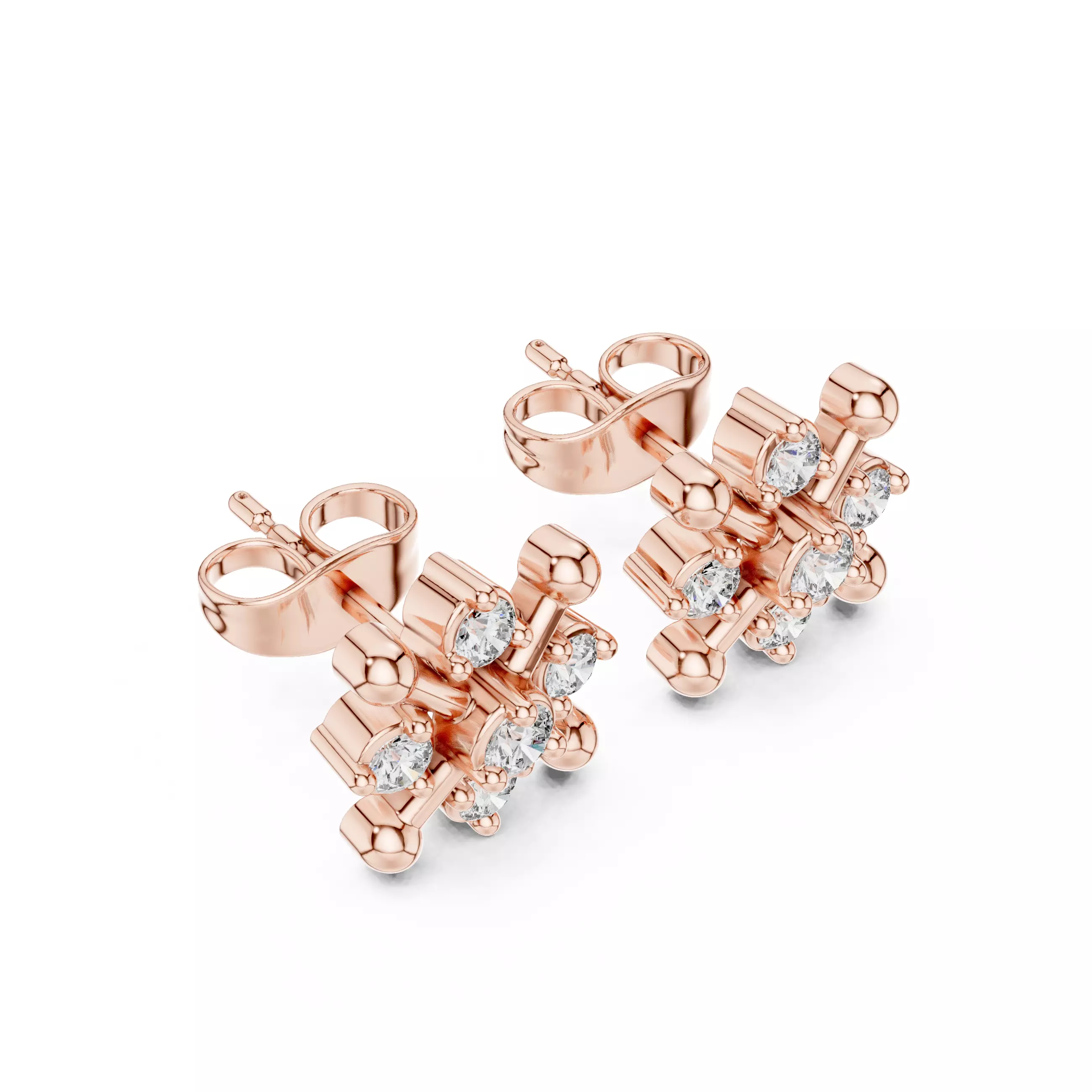 Diamond Studs Earrings 3dm stl renders animation videos details 3D print model_6