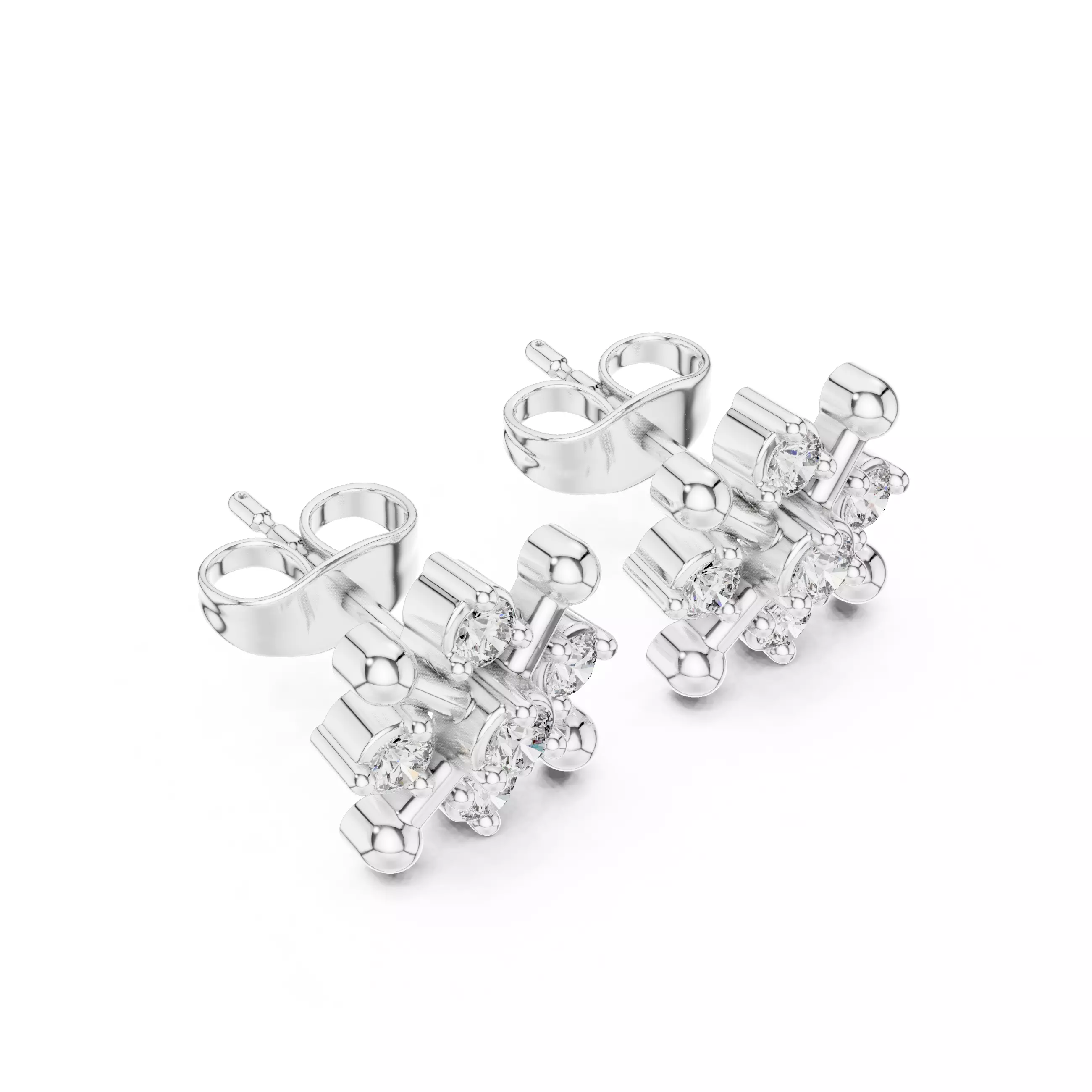Diamond Studs Earrings 3dm stl renders animation videos details 3D print model_8