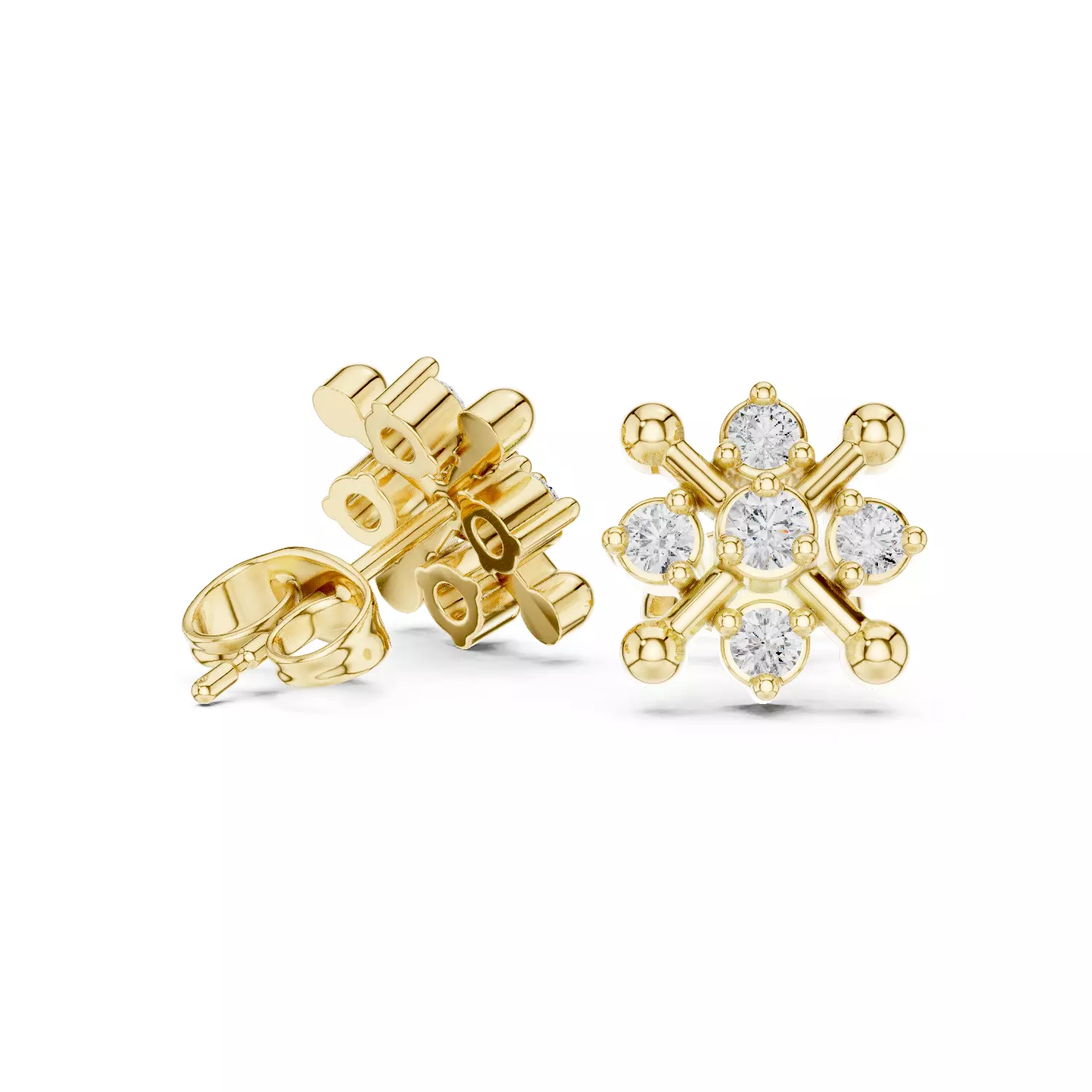Diamond Studs Earrings 3dm stl renders animation videos details 3D print model_3