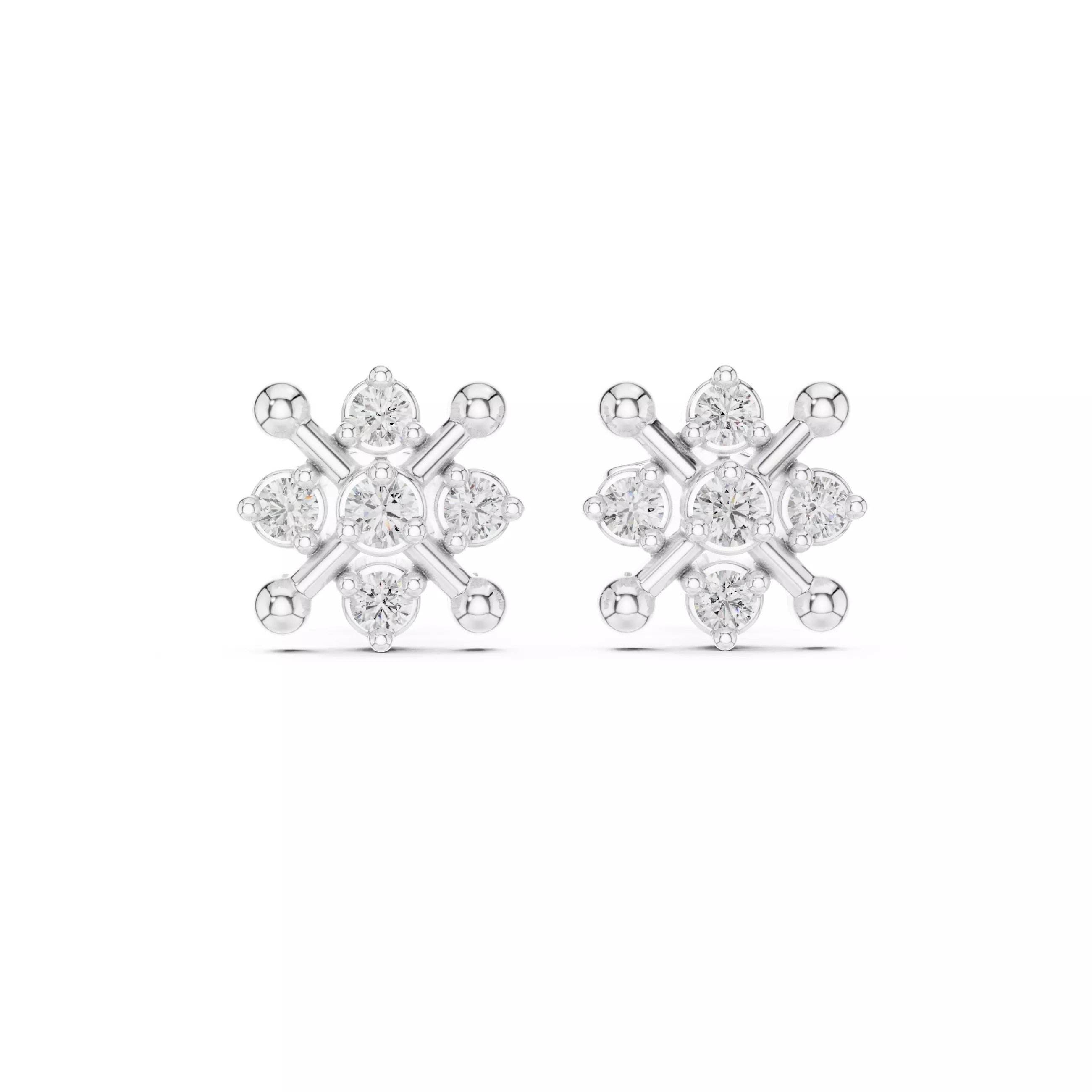 Diamond Studs Earrings 3dm stl renders animation videos details 3D print model_10