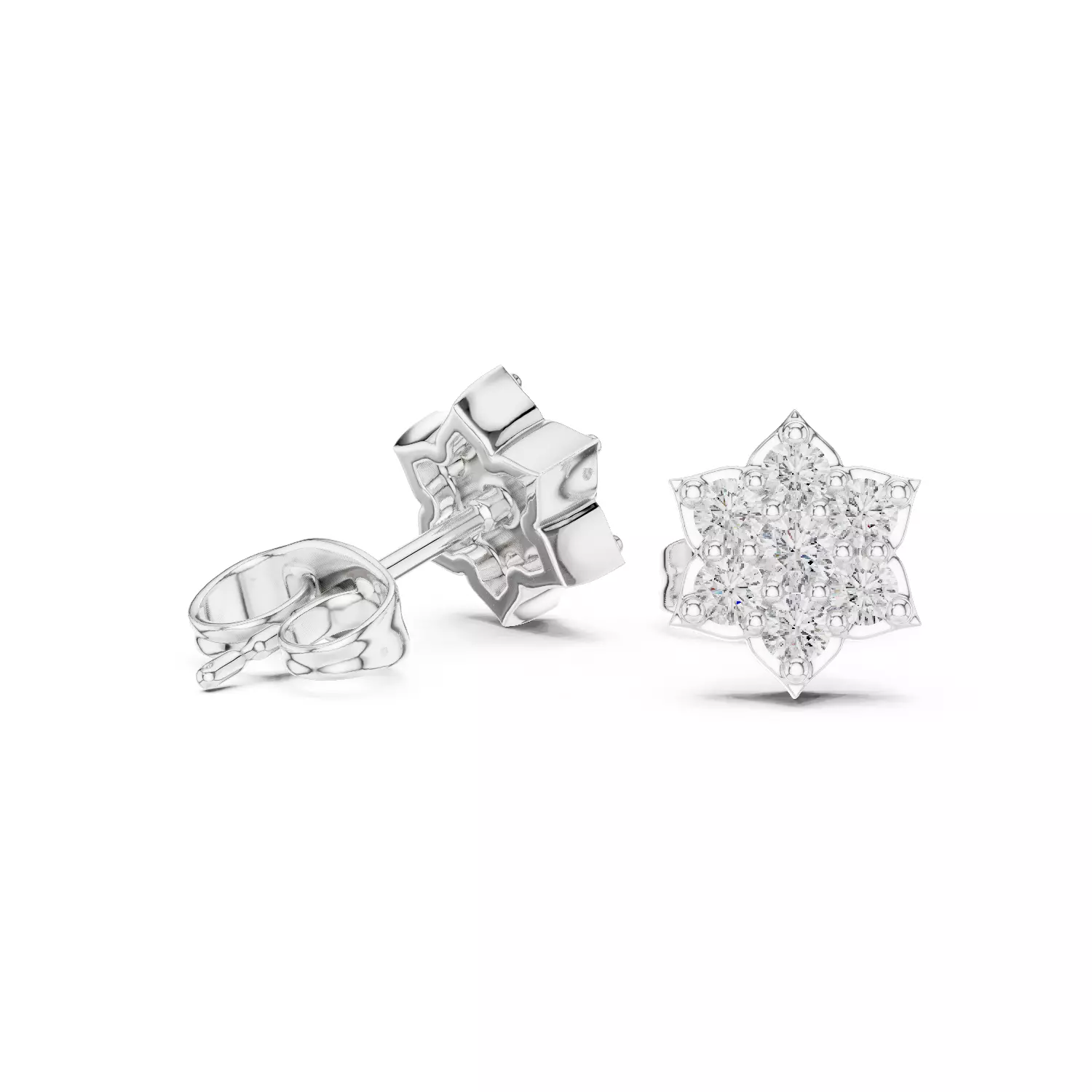 Diamond Studs Earrings 3dm stl renders animation videos details 3D print model_2