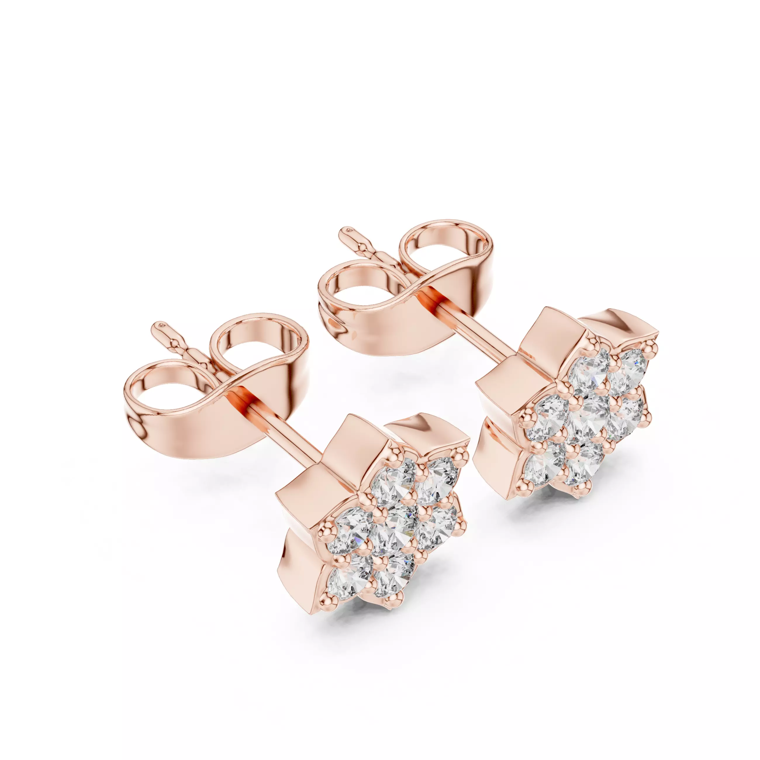 Diamond Studs Earrings 3dm stl renders animation videos details 3D print model_6