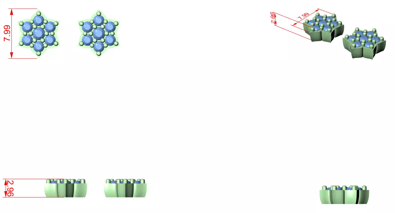 Diamond Studs Earrings 3dm stl renders animation videos details 3D print model_4