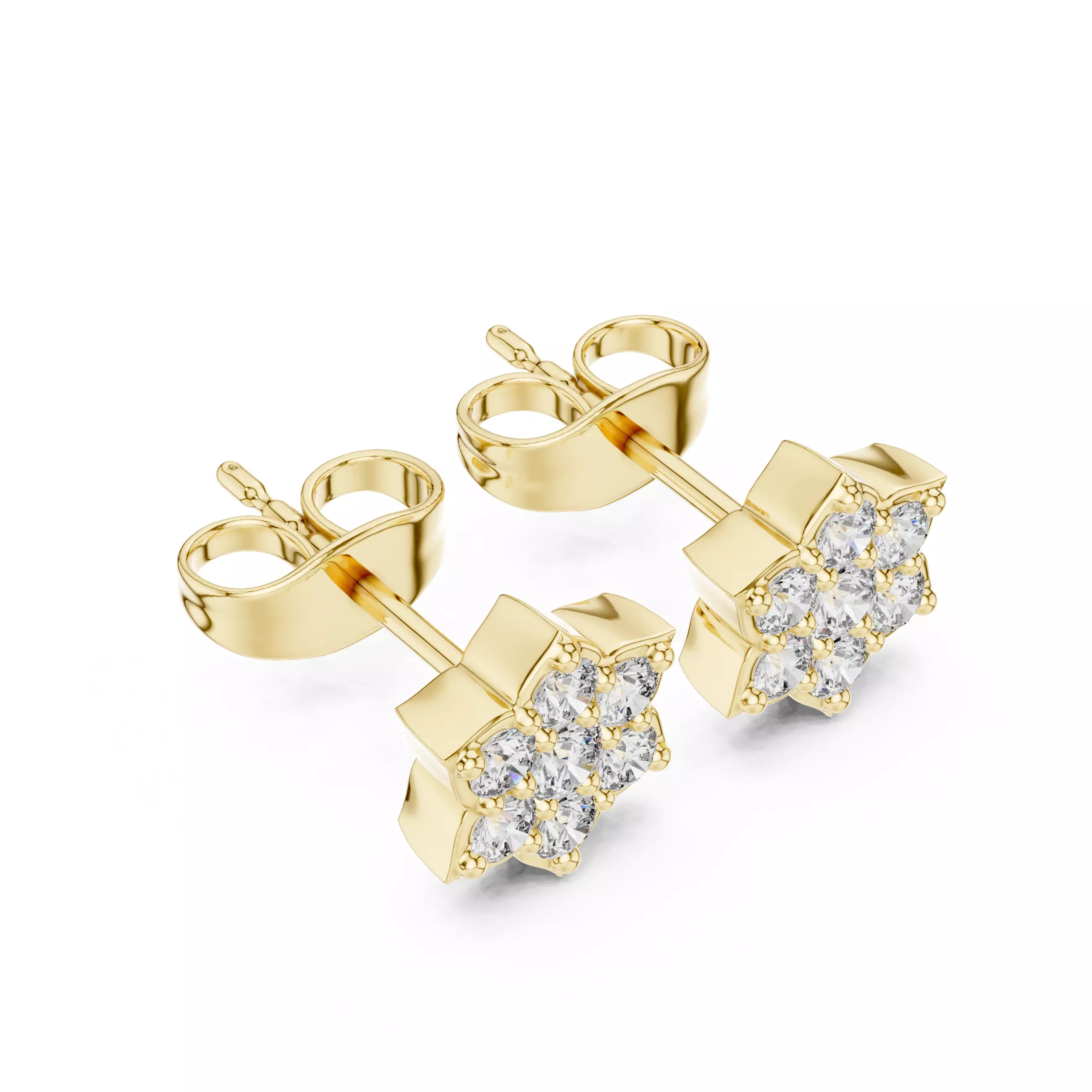 Diamond Studs Earrings 3dm stl renders animation videos details 3D print model_11