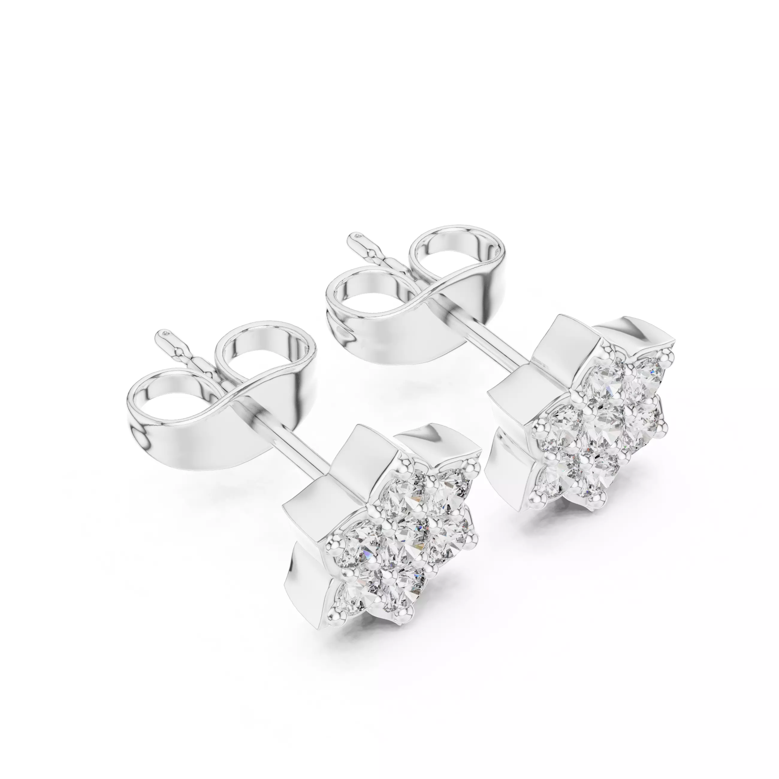 Diamond Studs Earrings 3dm stl renders animation videos details 3D print model_8