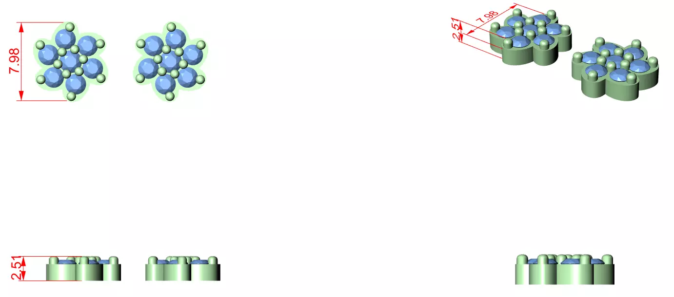 Diamond Studs Earrings 3dm stl renders animation videos details 3D print model_4