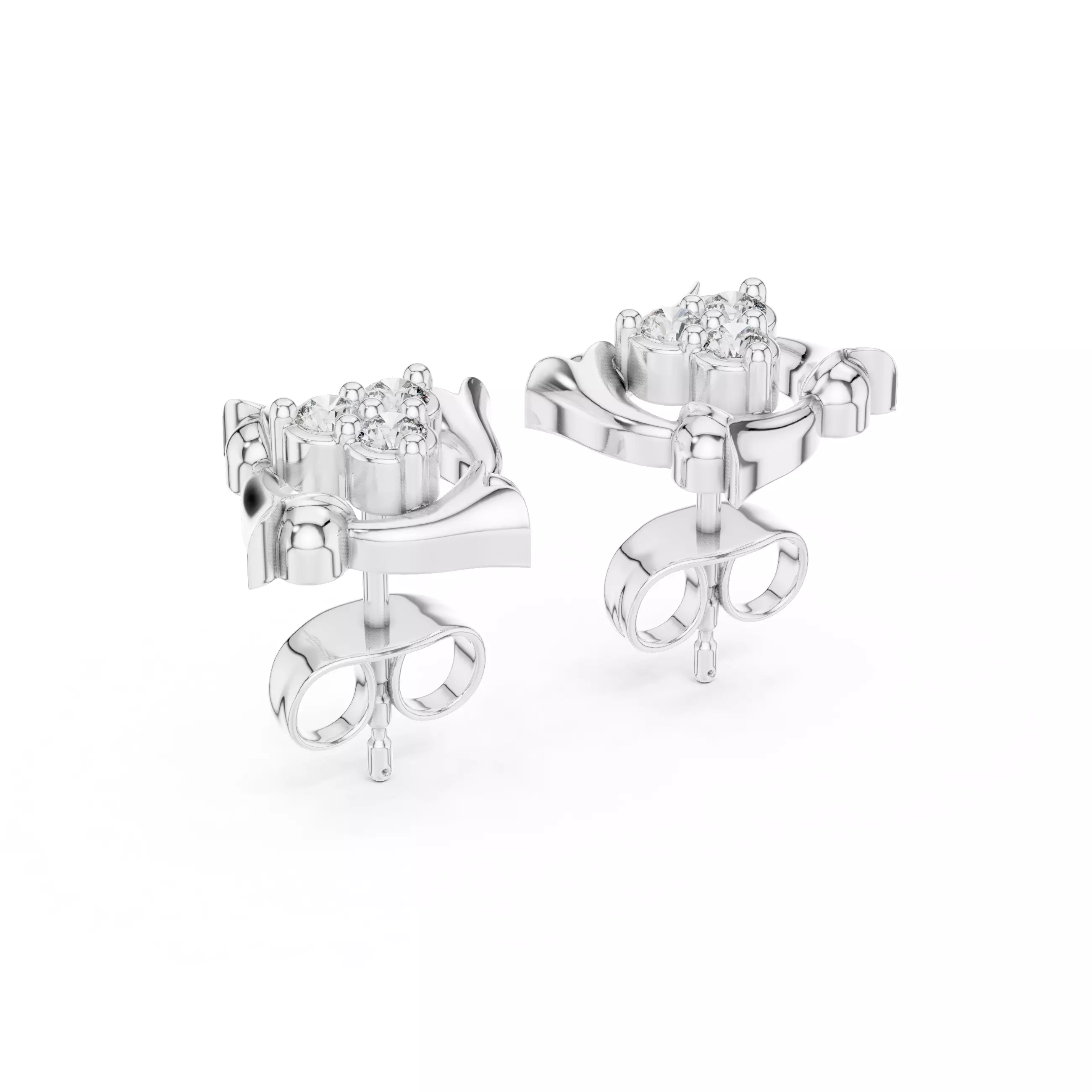 Diamond Studs Earrings 3dm stl renders animation videos details 3D print model_6