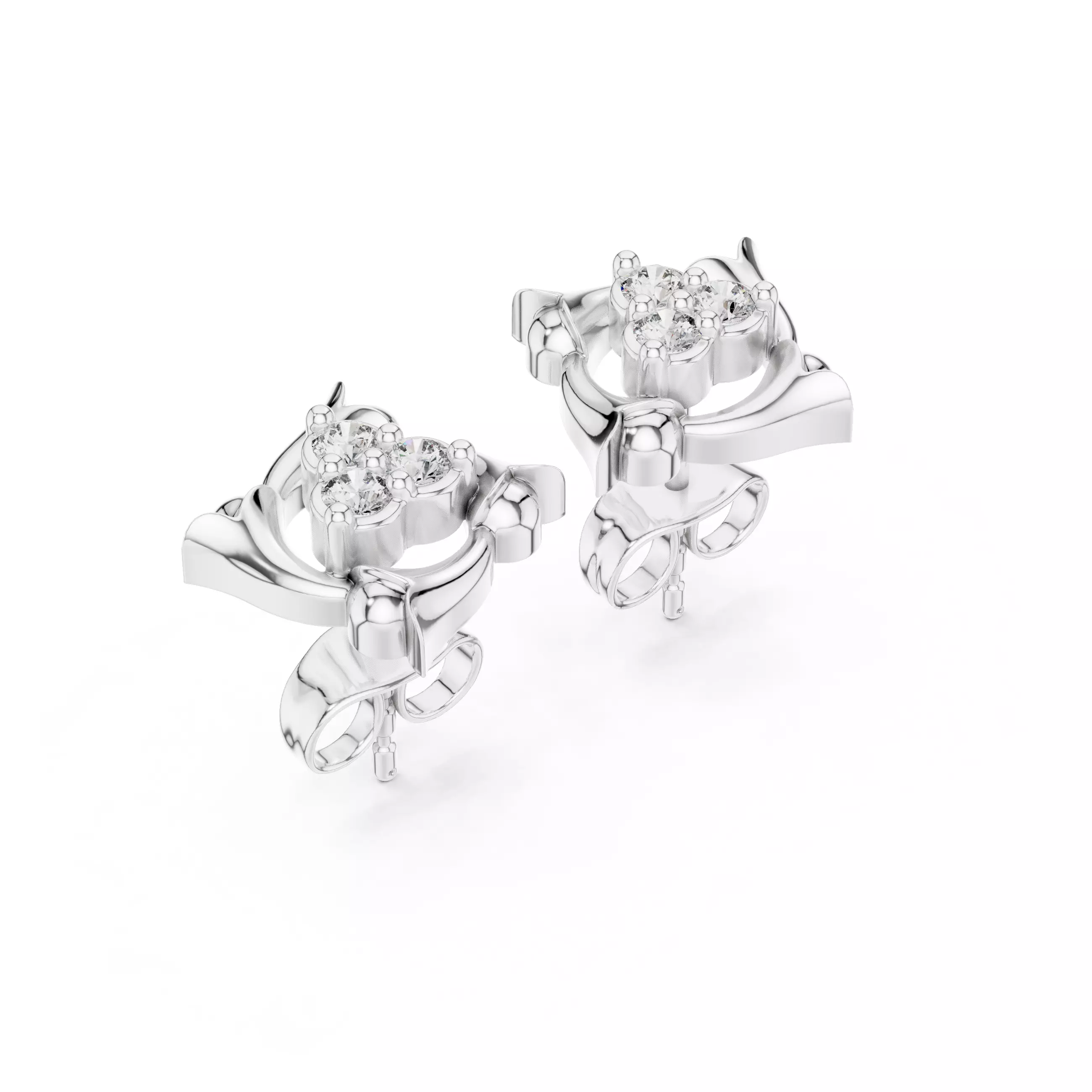 Diamond Studs Earrings 3dm stl renders animation videos details 3D print model_5