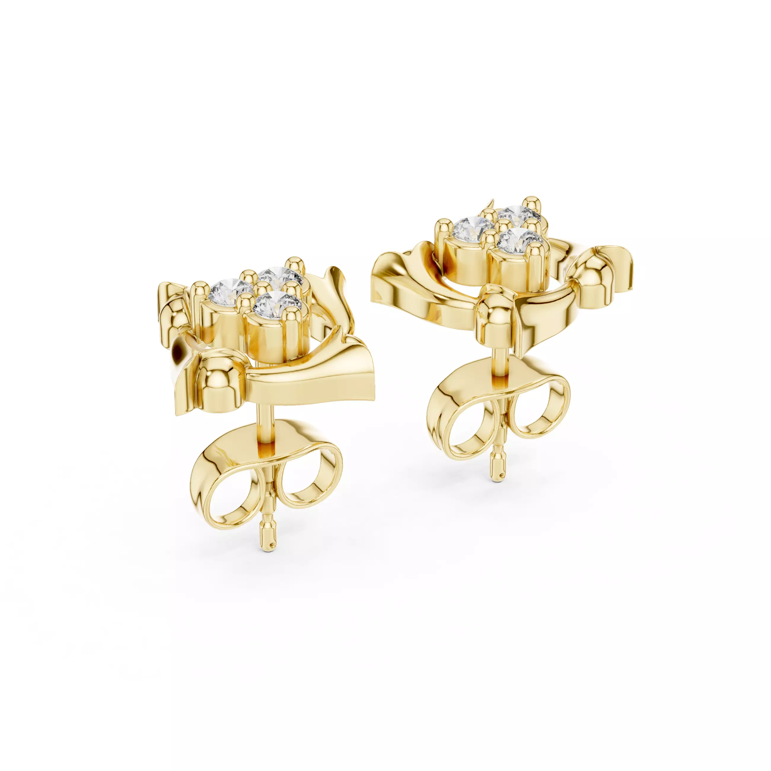 Diamond Studs Earrings 3dm stl renders animation videos details 3D print model_9