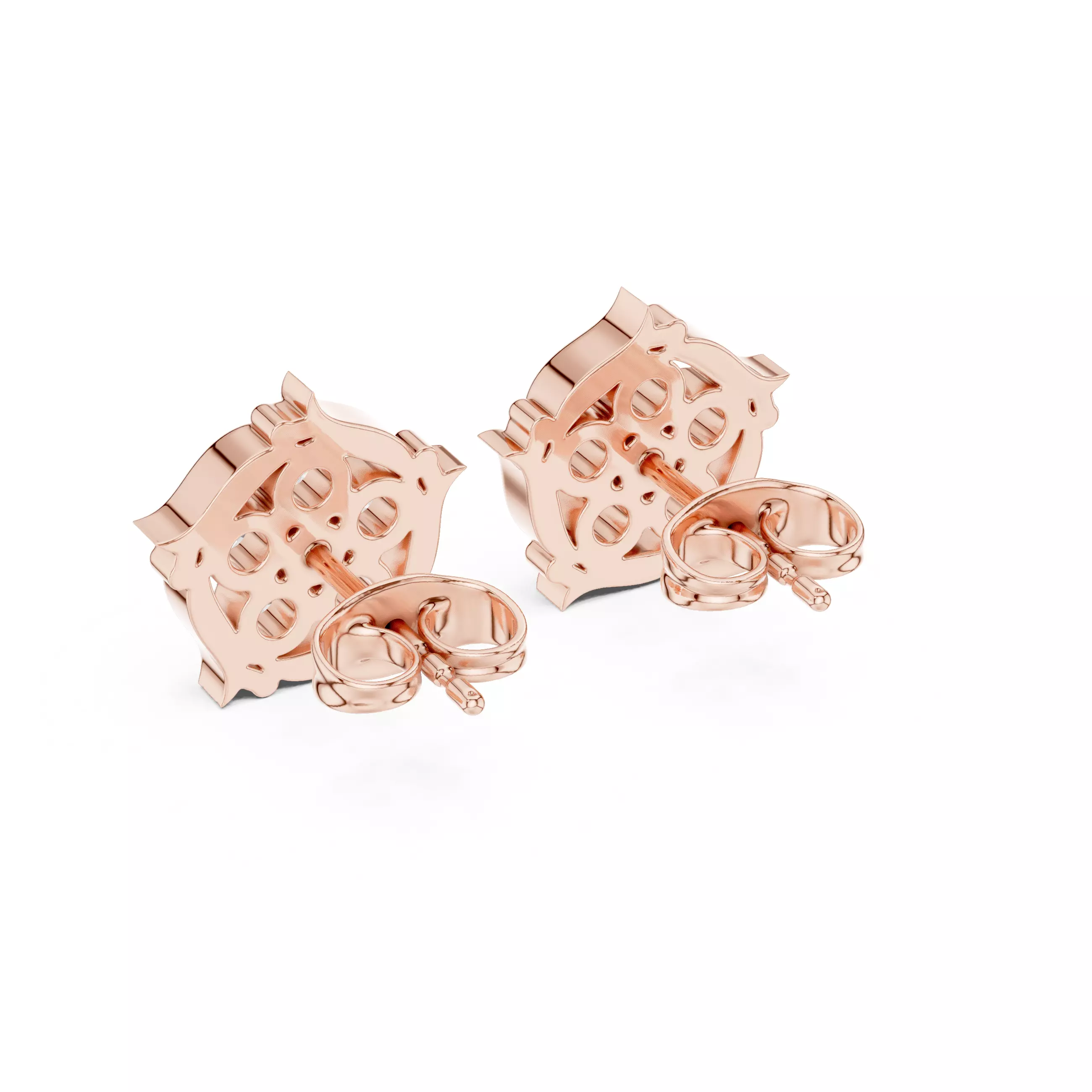 Flower Diamond Studs Earrings 3dm stl renders animation videos 3D print model_4