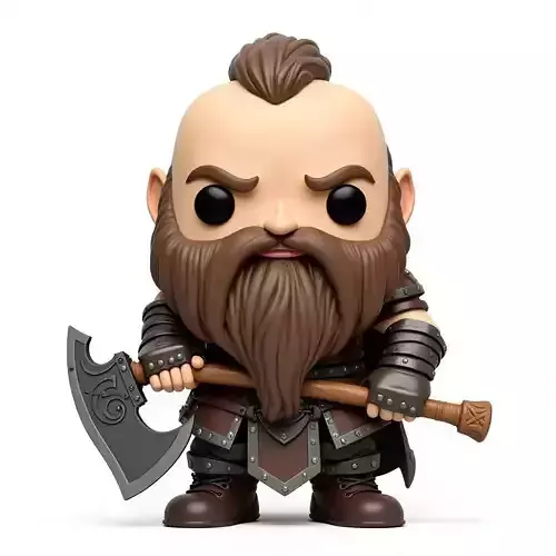 Chibi Dwarf Warrior with Axe 3D Model
