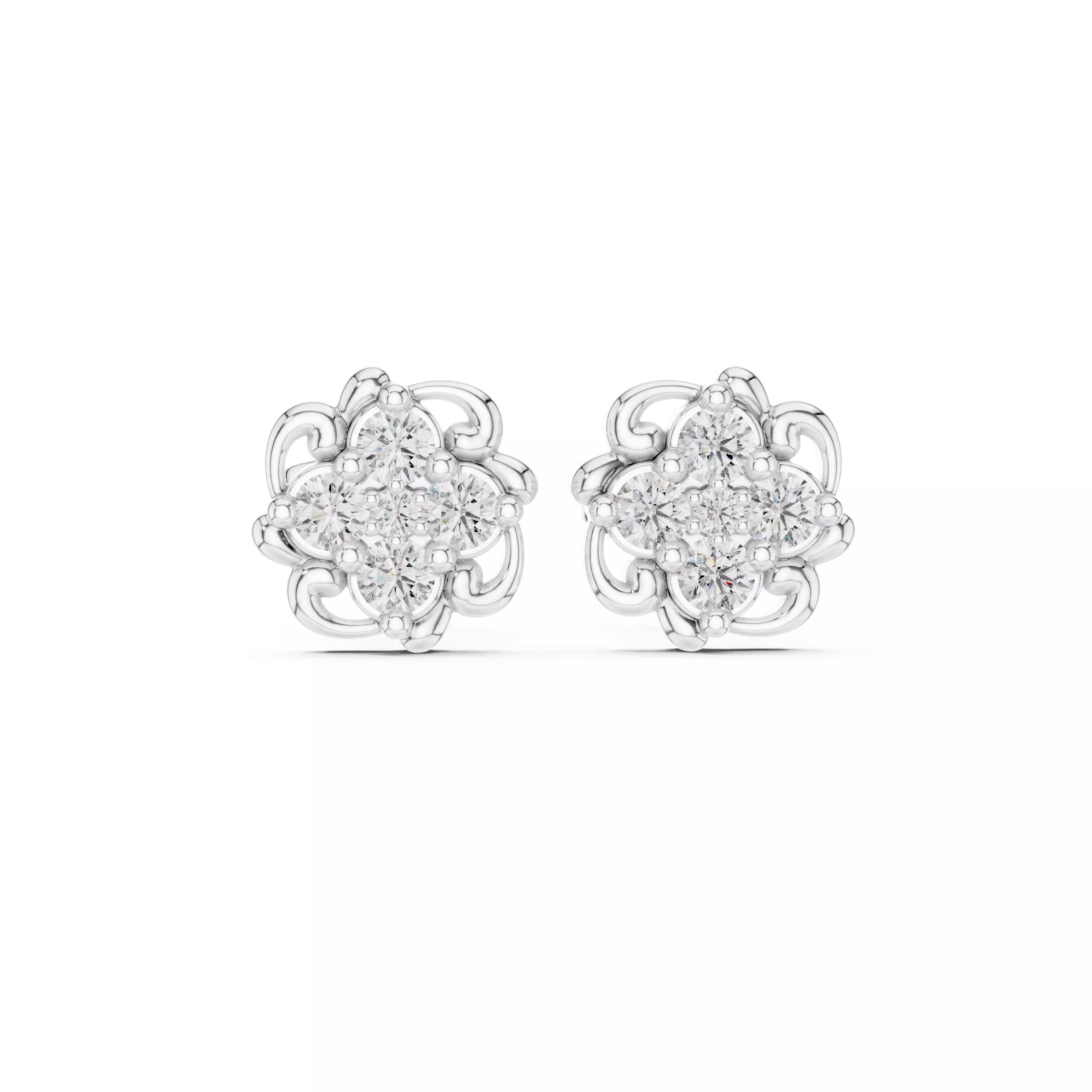 Diamond Studs Earrings 3dm stl renders animation videos details 3D print model_7
